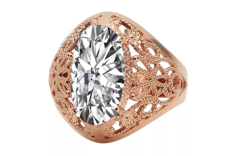 الذهب الوردي الأصلي زركونيا خاتم أسلوب فينتاج vrc074r